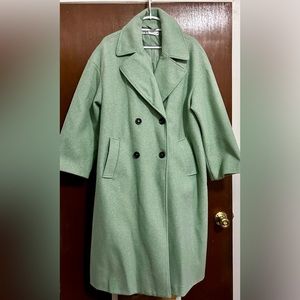 Zara Green Wool Blend Coat